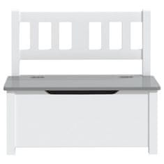 Vidaxl Otroška klop za shranjevanje bela in siva 60x33x55 cm MDF