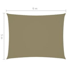 Vidaxl Senčno jadro oksford blago pravokotno 5x6 m bež