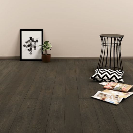 shumee vidaXL Samolepilne talne deske 4,46 m² 3 mm PVC temno rjave
