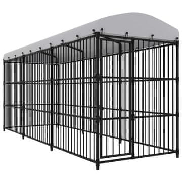 Vidaxl Zunanji pasji boks s streho 450x150x210 cm