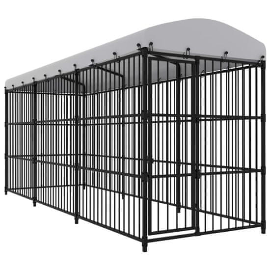 Vidaxl Zunanji pasji boks s streho 450x150x210 cm