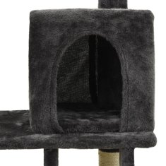 Vidaxl Mačje drevo s praskalniki iz sisala temno sivo 122 cm