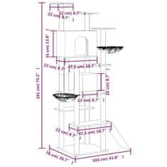 Greatstore Mačje drevo s praskalniki iz sisala krem 191 cm