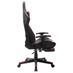 Greatstore Gaming stol z oporo za noge črno in vinsko rdeče umetno usnje
