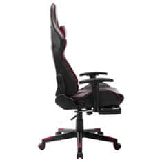 Vidaxl Gaming stol z oporo za noge črno in vinsko rdeče umetno usnje