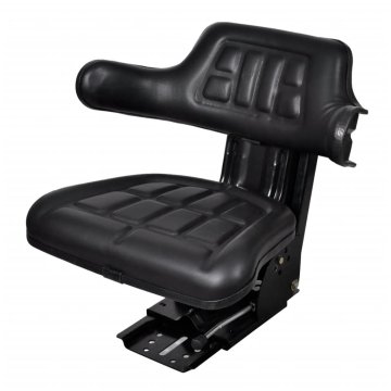 Vidaxl Sedež za traktor z vzmetenjem črne barve