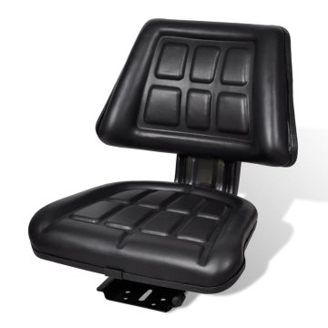Vidaxl Sedež za traktor s hrbtnim naslonjalom črne barve