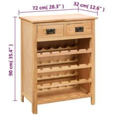 Greatstore Omarica za vino 72x32x90 cm trdna hrastovina