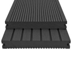 Greatstore Masivne krovne plošče WPC z dodatki, 26 m², 2,2 m, črne