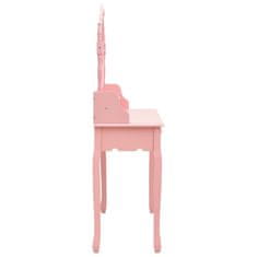 Vidaxl Mizica za ličenje s stolčkom roza 75x69x140 cm les pavlovnije