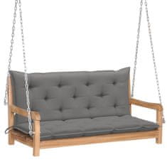 Vidaxl Gugalna klop s sivo blazino 120 cm trdna tikovina