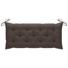 Vidaxl Vrtna gugalnica s taupe blazino 120 cm trdna tikovina