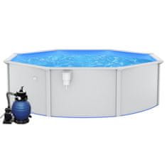 Greatstore Črpalni bazen s peščenim filtrom, 460x120 cm