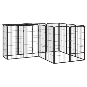 Vidaxl Pasja ograda s 14 paneli črna 50x100 cm prašno barvano jeklo