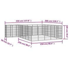 Vidaxl Pasja ograda s 26 paneli črna 50x100 cm prašno barvano jeklo