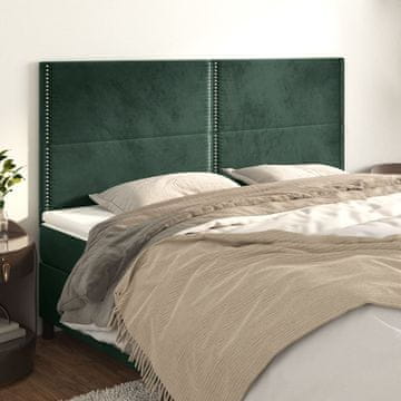 Vidaxl vidaXL Vzglavja za posteljo, komplet 4 kosov, temno zelena, 100x5x78/88 cm, žamet
