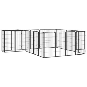 Vidaxl Pasja ograda z 22 paneli črna 50x100 cm prašno barvano jeklo
