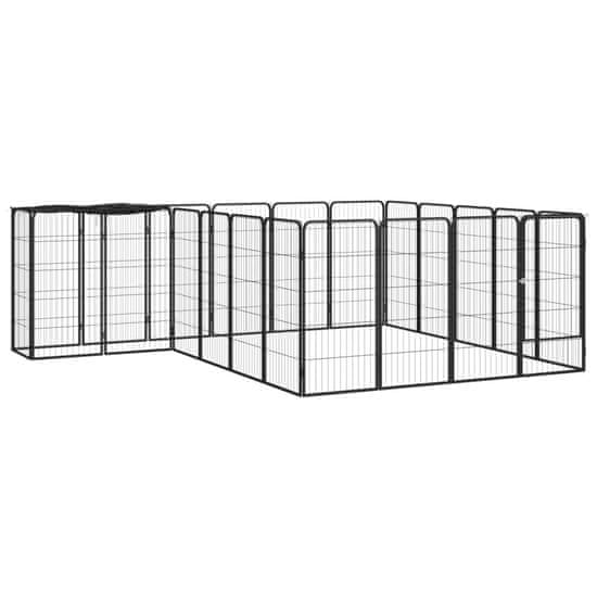 Vidaxl Pasja ograda z 22 paneli črna 50x100 cm prašno barvano jeklo