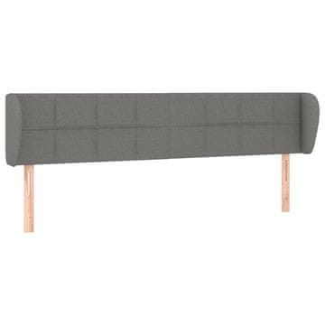 Vidaxl Vzglavje z ušesi temno sivo 183x23x78/88 cm blago
