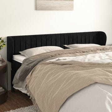 Vidaxl vidaXL Vzglavnik s krilci, črn 183x23x78/88 cm, žamet