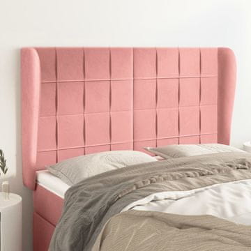 Vidaxl vidaXL Vzglavnik s krilci, roza 147x23x118/128 cm, žamet