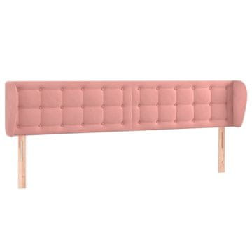 Vidaxl Vzglavje z ušesi roza 203x23x78/88 cm žamet