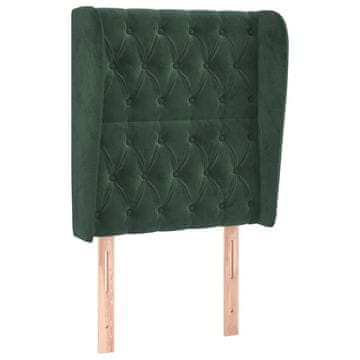 Vidaxl Vzglavje z ušesi temno zeleno 83x23x118/128 cm žamet