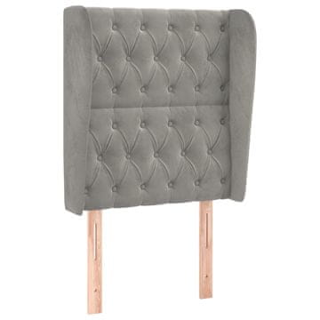 Vidaxl Vzglavje z ušesi svetlo sivo 83x23x118/128 cm žamet