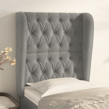 Vidaxl vidaXL Vzglavje s krilci svetlo sivo 83x23x118/128 cm žamet