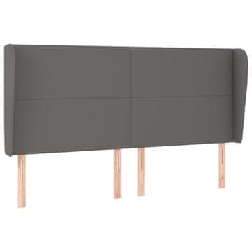 Vidaxl Vzglavje z ušesi sivo 203x23x118/128 cm umetno usnje