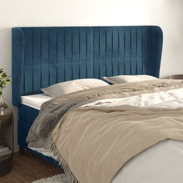 Vidaxl vidaXL Vzglavje s krilci temno modro 163x23x118/128 cm žamet