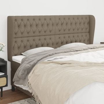 Vidaxl vidaXL Vzglavje postelje s krilci, sivo-rjavo, 203x23x118/128 cm, blago