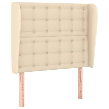 Vidaxl Vzglavje z ušesi krem 103x23x118/128 cm blago