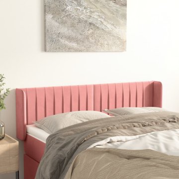 Vidaxl vidaXL Vzglavje s krilci roza 147x16x78/88 cm žamet
