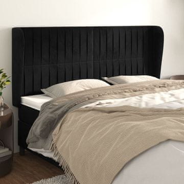 Vidaxl vidaXL Vzglavnik s krilci, črn, 203x23x118/128 cm, žamet