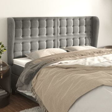 Vidaxl vidaXL Vzglavje s krilci svetlo sivo 203x23x118/128 cm žamet