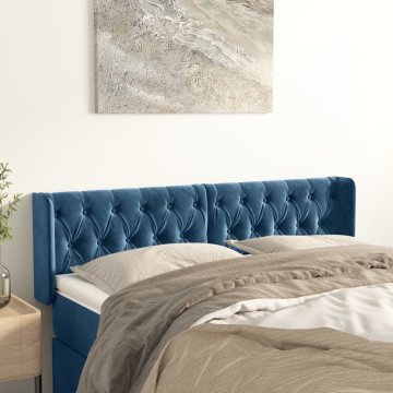 Vidaxl vidaXL Vzglavje s krilci temno modro 163x16x78/88 cm žamet