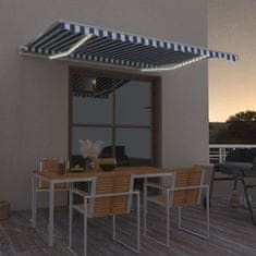 Vidaxl Ročno zložljiva tenda z LED lučmi 400x300 cm modra in bela