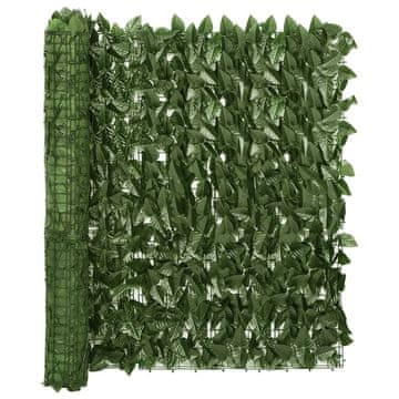 Vidaxl Balkonsko platno s temno zelenim listjem 500x100 cm