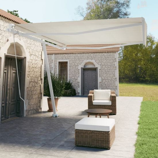 Greatstore Prostostoječa ročno zložljiva tenda 400x350 cm krem