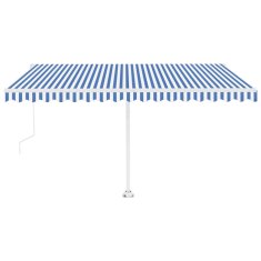 Vidaxl Avtomatska tenda LED + senzor 450x350 cm modra in bela