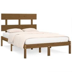 Greatstore Okvir za posteljo, medeno rjava, masivni les, 120x200 cm