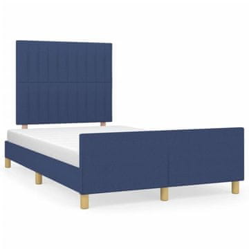 Vidaxl Posteljni okvir brez vzmetnice modra 120x200 cm tkanina