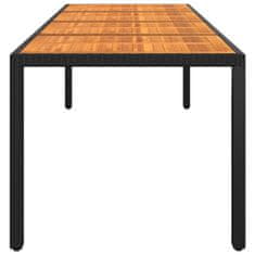 shumee Vrtna miza 250x100x75 cm akacijev les in poli ratan črna