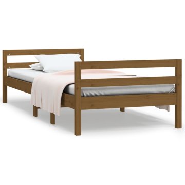 Vidaxl Posteljni okvir medeno rjav 75x190 cm trdna borovina