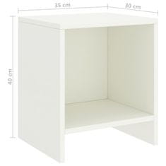 Vidaxl Nočne omarice 2 kosa bele 35x30x40 cm trdna borovina