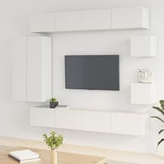 Vidaxl Komplet TV omaric 8-delni bel konstruiran les