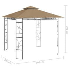 Vidaxl Paviljon 3x3x2,7 m taupe 160 g/m2