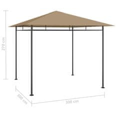 Vidaxl Paviljon 3x3x2,7 m taupe 180 g/m2