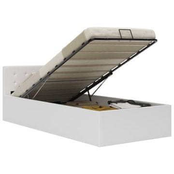 Vidaxl Dvižni posteljni okvir belo umetno usnje 90x200 cm